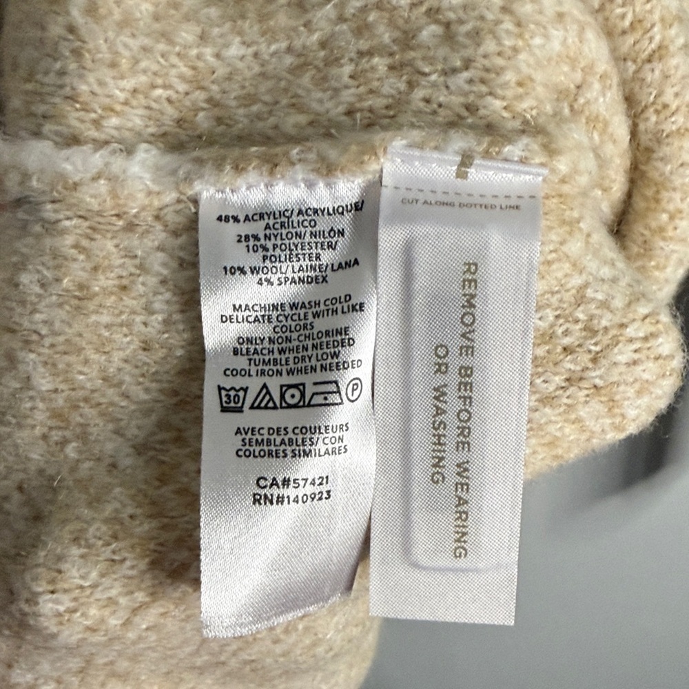 NWT LOFT Women's V-Neck Sweater - Cream and Tan Leopard Print Small - Picture 5 of 5